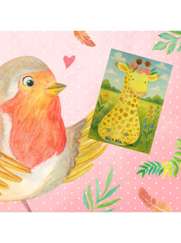 Mr. & Mrs. Panda babykarte Giraffe Blumenkranz Design ohne Spruch in Weiß