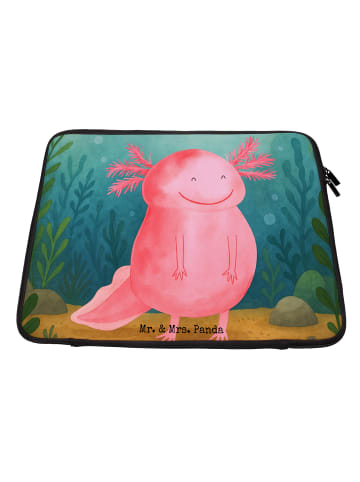 Mr. & Mrs. Panda Laptop Tasche Axolotl Glücklich Design ohne Spruch in Weiß