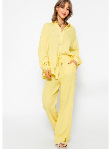 SASSYCLASSY Ultra Oversize Musselin-Blusenhemd kürzere Variante in Gelb
