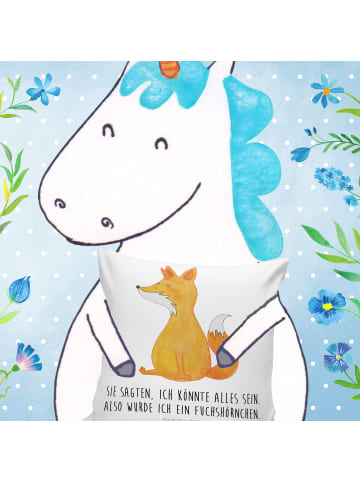 Mr. & Mrs. Panda 40x40 Kissen Einhorn Fuchs mit Spruch in Weiß