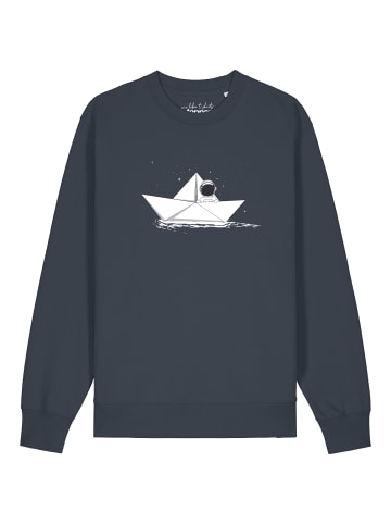 wat? Apparel Sweatshirt Astronaut in paper boat in India Ink Grey