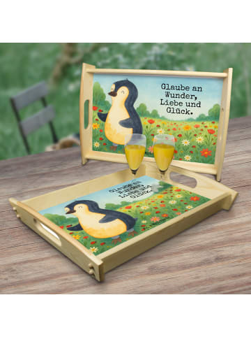 Mr. & Mrs. Panda Serviertablett Pinguin Marienkäfer Design mit S... in Weiß