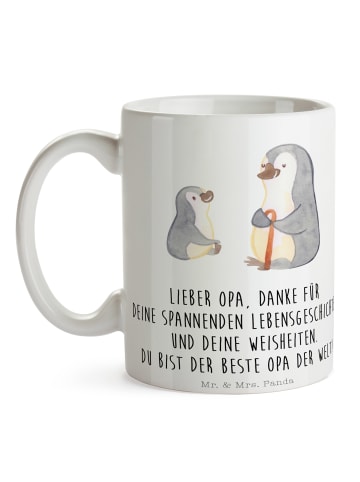 Mr. & Mrs. Panda Tasse Pinguin Opa Enkel mit Spruch in Weiß