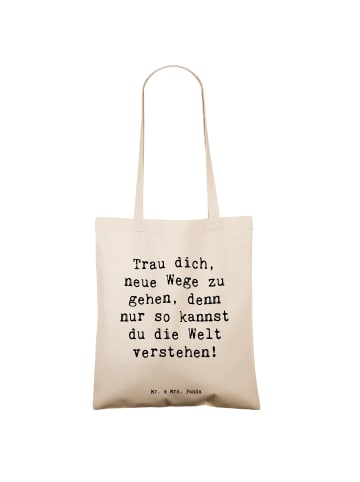 Mr. & Mrs. Panda Schultasche Spruch Unbekannte Orte erkunden mit... in Creme