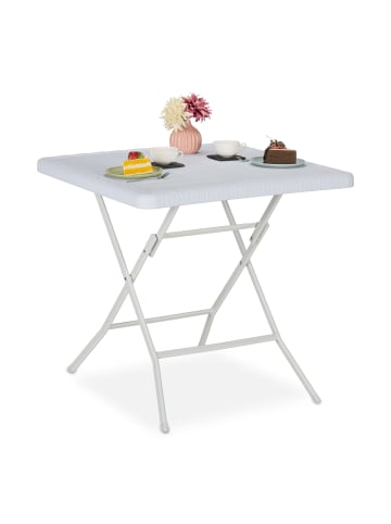 relaxdays Gartentisch "Holzoptik" in Weiß - (B)78 x (H)74 x (T)78 cm