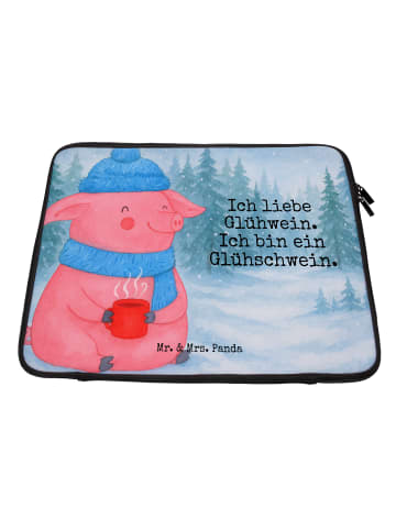 Mr. & Mrs. Panda Laptop Sleeve Schwein Glühwein Design mit Spruch in Weiß