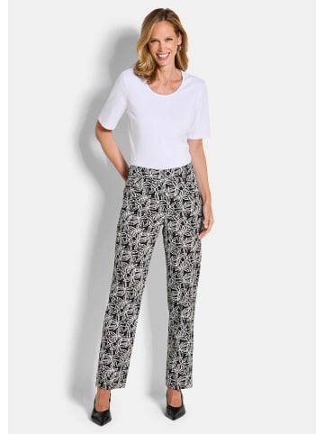 GOLDNER Luftige Viskosehose mit Blütenmuster in schwarz / gemustert