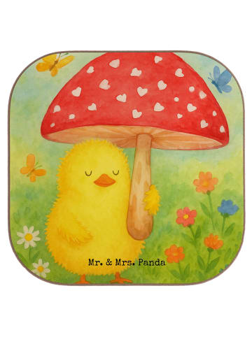 Mr. & Mrs. Panda Untersetzer für Gläser Küken Fliegenpilz Design... in Weiß