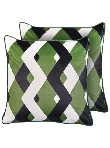 Beliani 2er-Set Gartenkissen SWAY in Bunt/Weiß/Schwarz