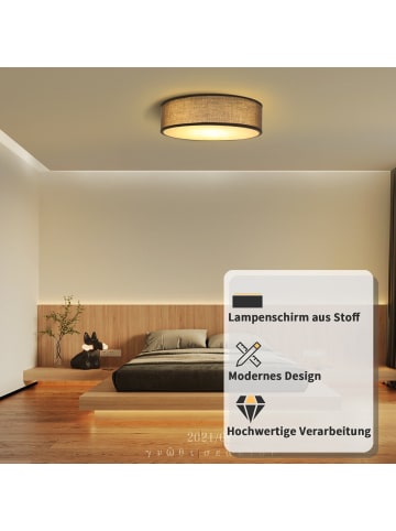 ZMH Deckenleuchte in grau 2-flammige E27 Rund Modern Stoff Ø38CM