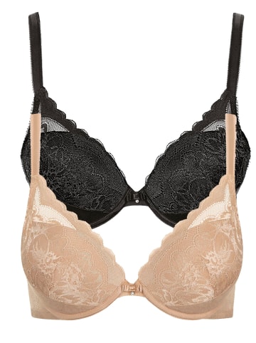 Lisca 2er Pack Push up BH in black-sweet almond