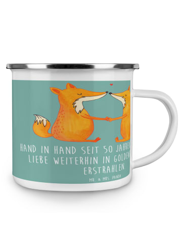 Mr. & Mrs. Panda Camping Emaille Tasse 50. Hochzeitstag Goldene ... in Meeresbrise