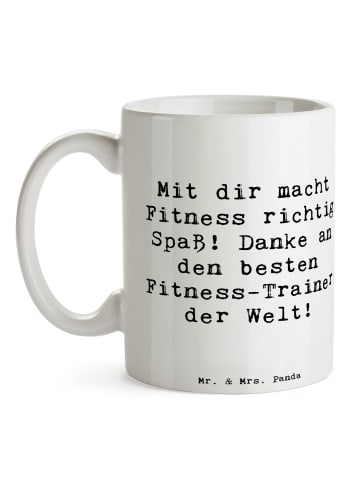 Mr. & Mrs. Panda Kaffeetasse Spruch Fitness-Trainer Dank mit Spruch in Weiß