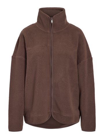 Übergangsjacke mit Fleece-Struktur und Kragen in Braun-2