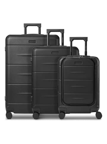 Police London 4 Rollen Kofferset 3-teilig mit Dehnfalte deep black