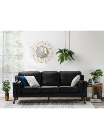 Beliani 3-Sitzer Sofa LOKKA in Schwarz/Braun - (W) 204 x (H) 85 x (L) 83 cm