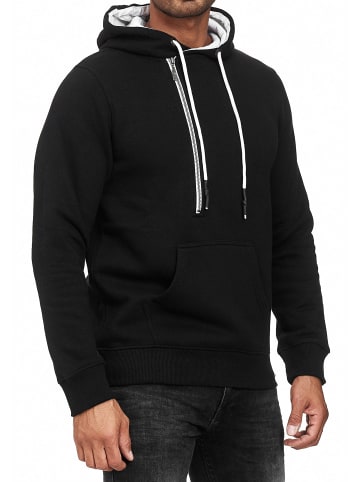 Rusty Neal Streetwear Kapuzen-Sweatshirt mit 1/2 Zipper in Schwarz