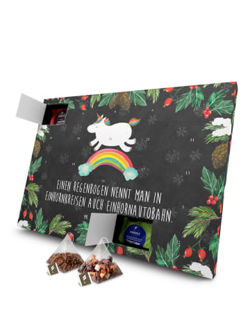 Mr. & Mrs. Panda Advents-Teekalender Einhorn Regenbogen mit Spruch in Kreidetafel