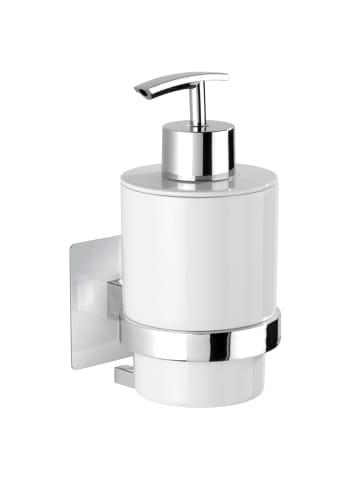 Wenko Seifenspender QUADRO mit Turbo-Loc-Befestigung in Weiß, 7 x 15 x 9,5 cm