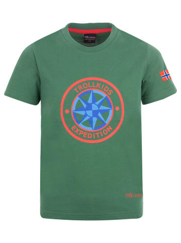 Trollkids UV-Schutz T-Shirt "Windrose T" in Dunkelgrün / Hellgrün