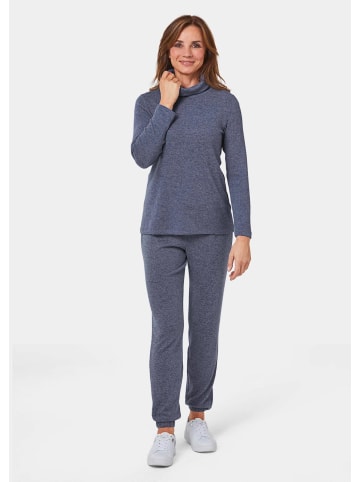 GOLDNER Kurzgröße:  Weiches Rollkragenshirt in Strickoptik in marine / melange