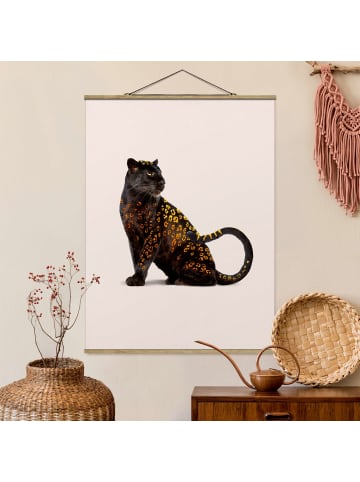 WALLART Stoffbild - Jonas Loose - Goldener Panther in Creme-Beige