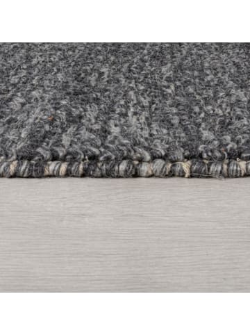 KADIMA DESIGN Wollteppich handgewebt Struktur hochdicht Teppich Wolle-Polyester in Anthrazit