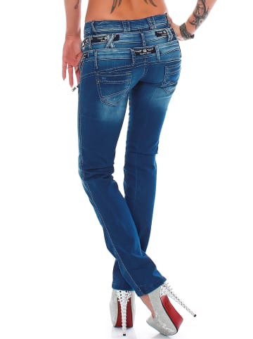 Cipo & Baxx Damen Straight Fit Hose Stonewashed in Blue
