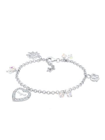 Elli Armband 925 Sterling Silber Bettelarmband, Brezel, Edelweiss, Herz, Trachtenschmuck in Silber