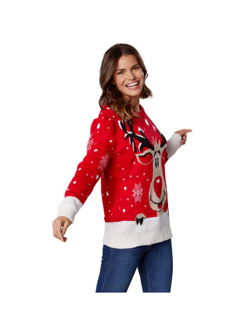 tectake Strickpullover in weihnachtlicher Farbgebung, rot