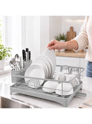relaxdays Abtropfgestell in Grau - (B)43 x (H)21 x (T)29,5 cm