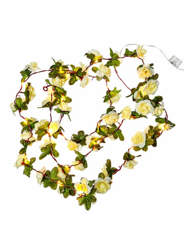 MARELIDA LED Lichterkette weiße Mini Rosen Hochzeit Valentinstag Timer L: 2,1m