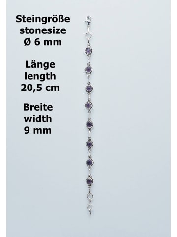 mantraroma 925er Silber - Armbänder (L) 20,5 cm mit Amethyst