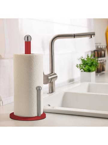 Küchenrollenhalter in Rot/ Silber - (H)35 x Ø15 cm