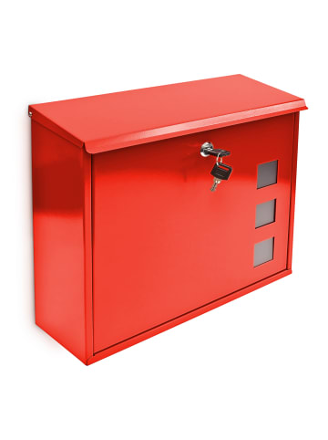 relaxdays Briefkasten in Rot - (B)34,5 x (H)33 x (T)10,5 cm