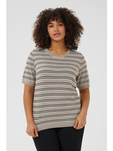 KAFFE curve Strickpullover KClizzy in Elephant Mel.-Black/Chalk