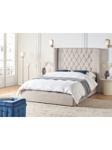 Beliani Doppelbett LUBBON in Beige/Schwarz - (W) 170 x (H) 142 x (L) 217 cm