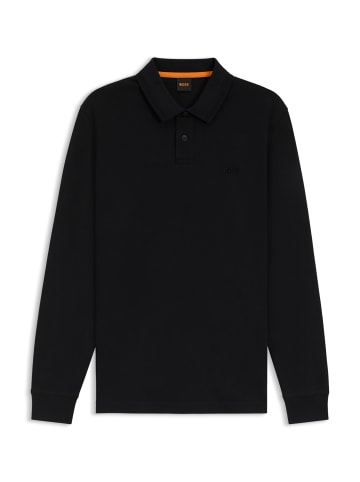 BOSS Langarm Polo Interlock in Black