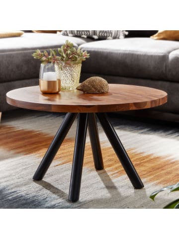 KADIMA DESIGN Moderner Couchtisch mit Sheesham Massivholz, Metall-Materialmix