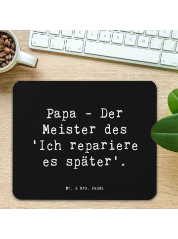 Mr. & Mrs. Panda Mousepad Spruch Papa Meister mit Spruch in Schwarz