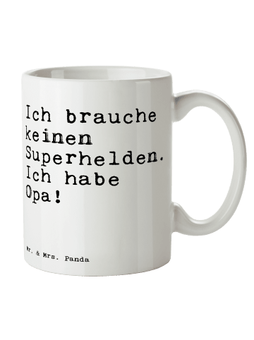 Mr. & Mrs. Panda Keramiktasse Ich brauche keinen Superhelden....... in Weiß