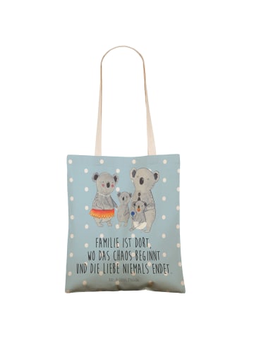 Mr. & Mrs. Panda Tote Bag Koala Familie mit Spruch in Blau Pastell