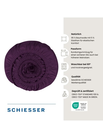 Schiesser Jersey-Elasthan-Spannbettlaken Flexi in Aubergine