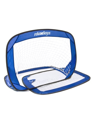 relaxdays 2er Set Fußballtor in Blau- (B)120 x (H)80 x (T)80 cm