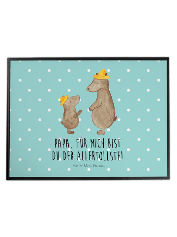 Mr. & Mrs. Panda Schreibtischunterlage Bären mit Hut mit Spruch in Türkis Pastell