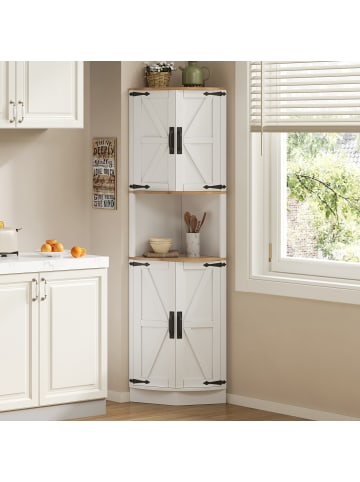 ABRIHOME Eckschrank in Weiß Holzoptik mit 5 Fächern 39,5x39,5x180 cm