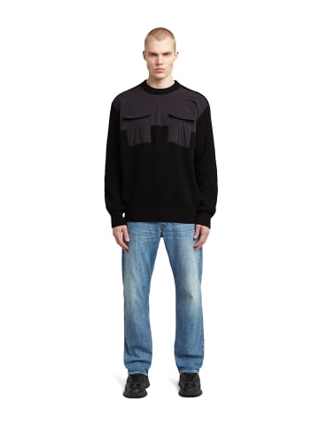 G-Star Raw Woven Mix Knit Pullover dk black