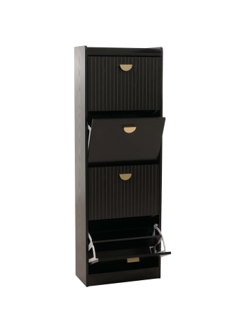 MCW Schuhschrank O39 4 Klappen, Holzoptik schwarz
