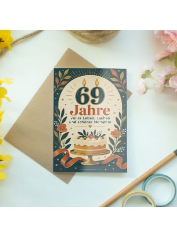 Mr. & Mrs. Panda Geburtstagskarte 69. Geburtstag Zahl festlich D... in Weiß
