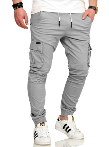 SOUL STAR Cargohose - S2LOM Chino Jogger Jeans Hose Stoffhose Freizeithose in Hellgrau